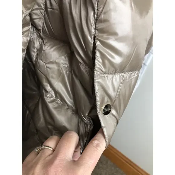 Authentic Women's HERNO Quilted Down Filled Puffer Jacket Long Size 42 Taupe - Picture 10 of 12